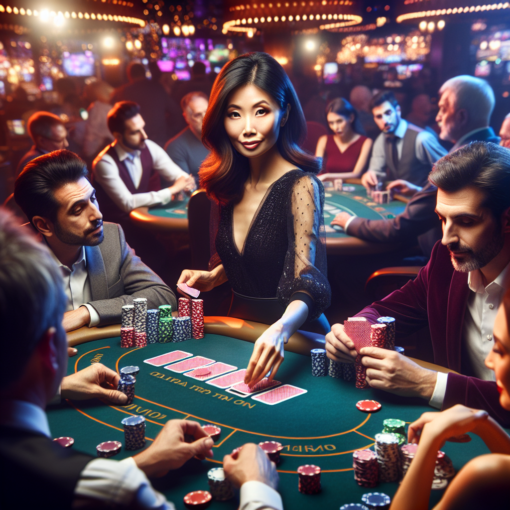 Live casino table with a dealer and players
